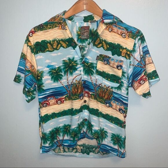 Pineapple Connections Tropical Hawaiian Beach Button Up Short Sleeve Medium - Picture 1 of 3